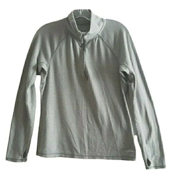 Eddie Bauer Sweater Jacket Womens Large Gray 1/4 Zip Reflector Honeycomb Long - Picture 1 of 10